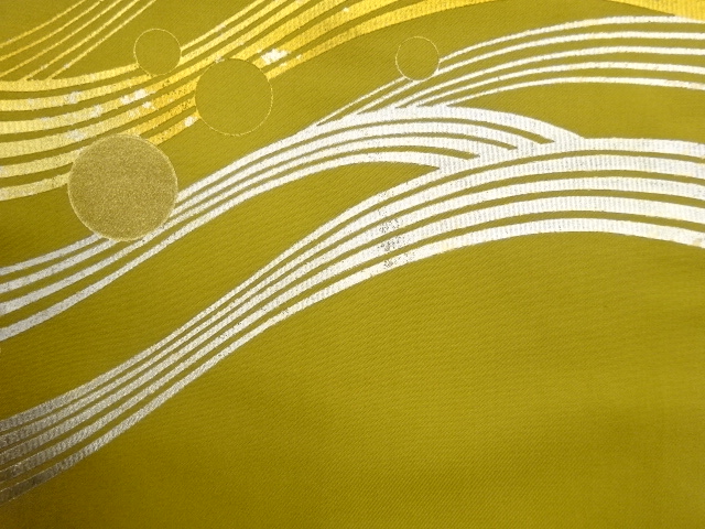  作家物　金銀彩曲線に丸模様名古屋帯